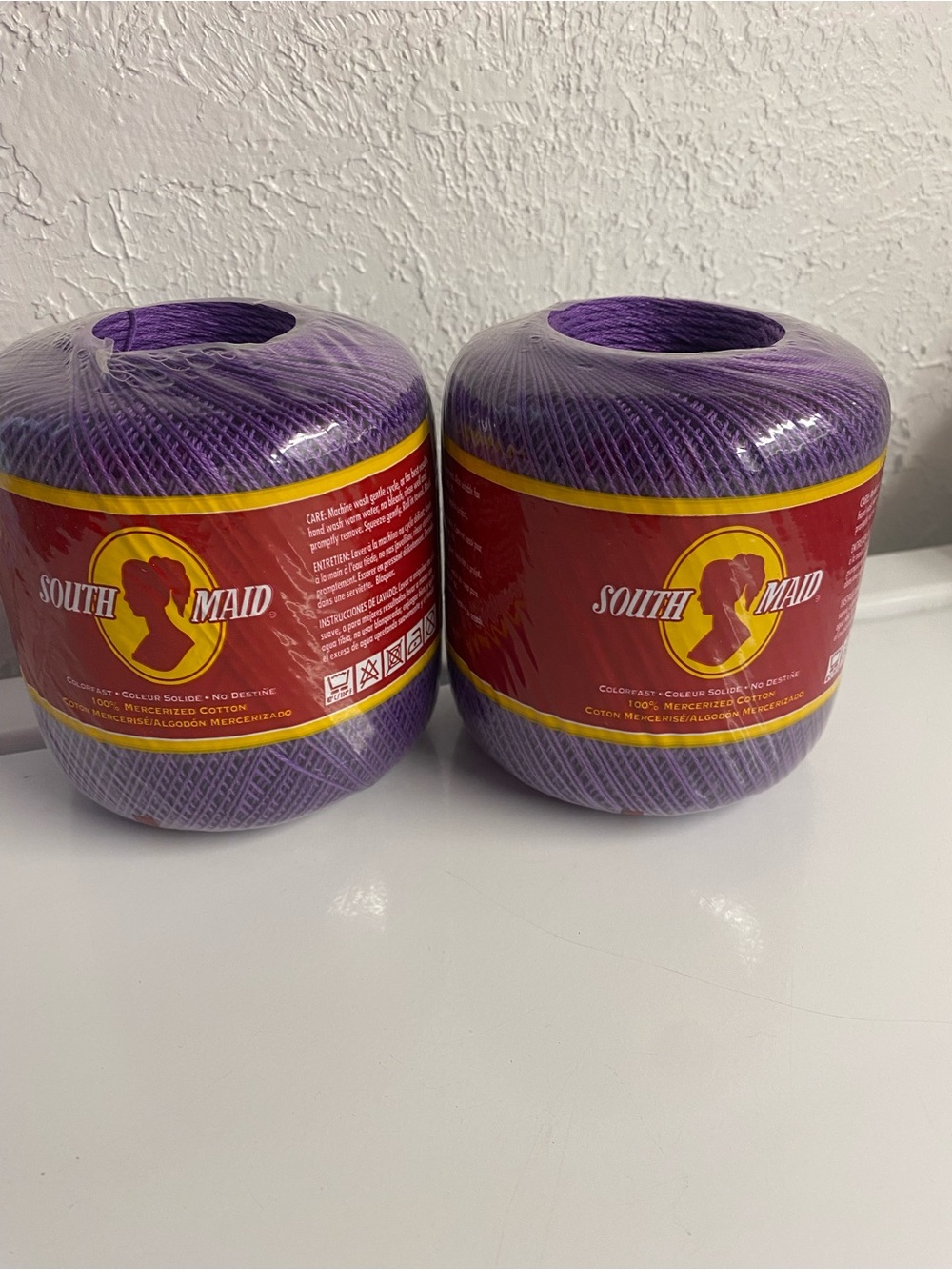 South Maid Purple Mercerized Cotton Thread Size 10 (2 spools) New